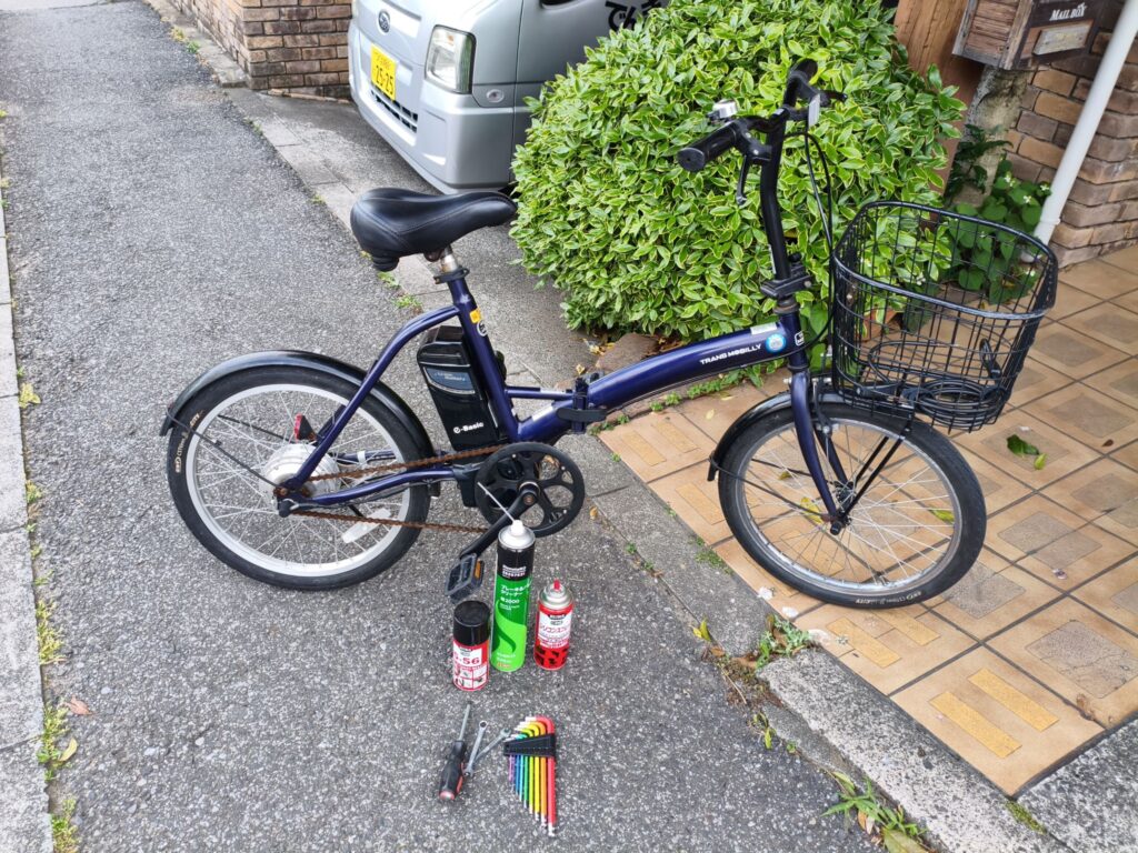 電動機付き自転車のブレーキ修理をしました。